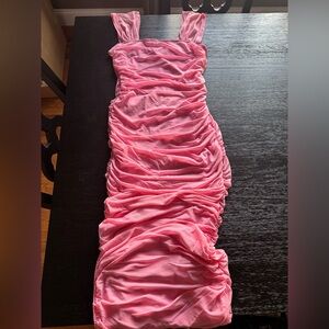 SHEIN Pink Rushed Dress (Worn Once, Like NEW)